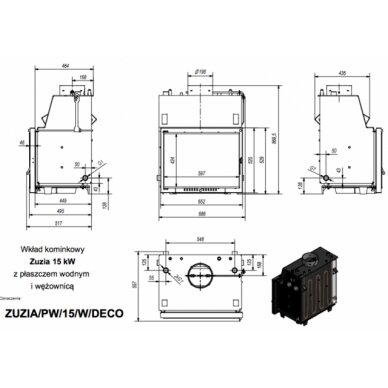 Malmist kamin ZUZIA PW 15 kW DECO, jahutuskontuuriga 3