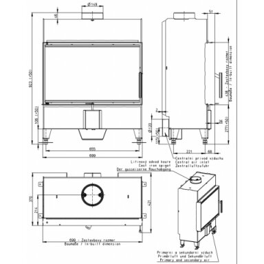 Стальная каминная топка Romotop KV HEAT H2P13, 8кВт 1