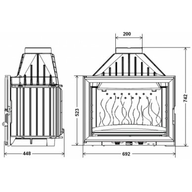 INVICTA 700 kaminasüdamik, sirge klaasiga, 14 kW 1 INVICTA 700 kaminasüdamik, sirge klaasiga, 14 kW 1