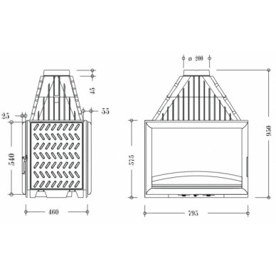 INVICTA 800 kaminasüdamik, kahe fassaadiga, 15 kW 1 INVICTA 800 kaminasüdamik, kahe fassaadiga, 15 kW 1