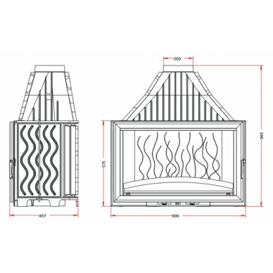 INVICTA 900 kaminasüdamik, sirge klaasiga, 18 kW 1 INVICTA 900 kaminasüdamik, sirge klaasiga, 18 kW 1