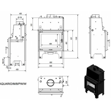 Kaminasüdamik Kratki AQUARIO M8, 8 kW 3