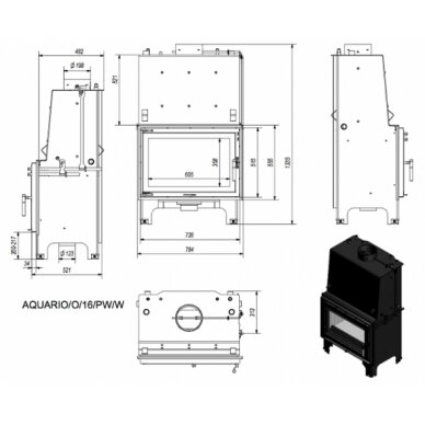 Каминная топка Kratki AQUARIO O16, 16кВт 3