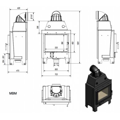 Каминная топка Kratki MBM, 10кВт 1 Каминная топка Kratki MBM, 10кВт 1