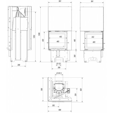 Kaminasüdamik Kratki VNL 480/480 8 kW, kandilise klaasiga 4 Kaminasüdamik Kratki VNL 480/480 8 kW, kandilise klaasiga 4