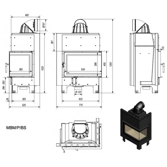 Kaminasüdamik Kratki MBM/P/L BS, 10 kW 1