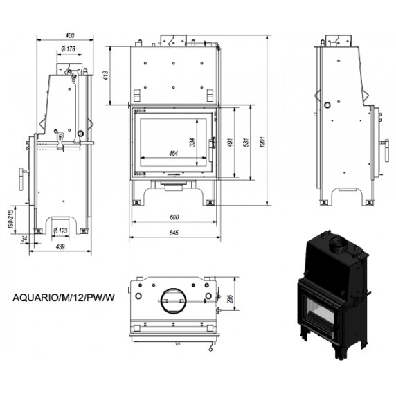 Kaminasüdamik Kratki AQUARIO M12, 12 kW 2 Kaminasüdamik Kratki AQUARIO M12, 12 kW 2