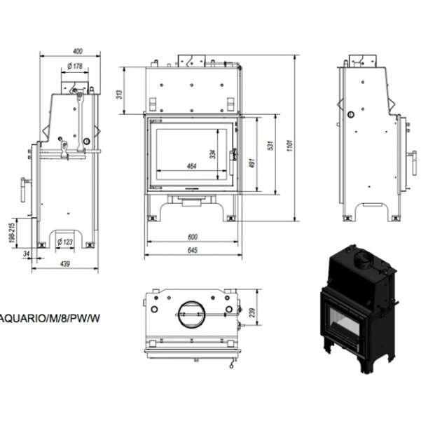 Kaminasüdamik Kratki AQUARIO M8, 8 kW 3