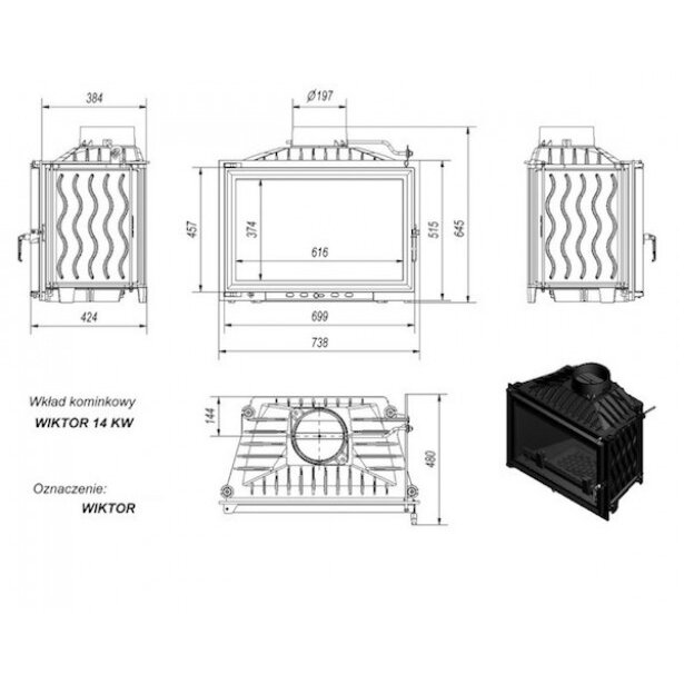Kaminasüdamik Kratki Wiktor 14 kW 2 Kaminasüdamik Kratki Wiktor 14 kW 2