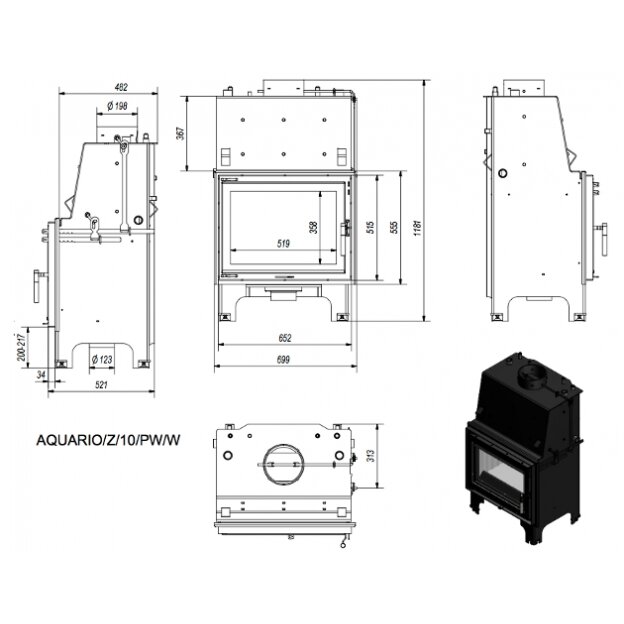 Каминная топка Kratki AQUARIO Z10, 9кВт 3 Каминная топка Kratki AQUARIO Z10, 9кВт 3