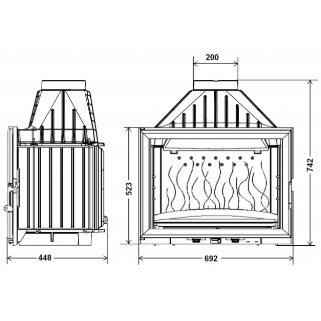 INVICTA 700 kaminasüdamik, sirge klaasiga, 14 kW 1 INVICTA 700 kaminasüdamik, sirge klaasiga, 14 kW 1