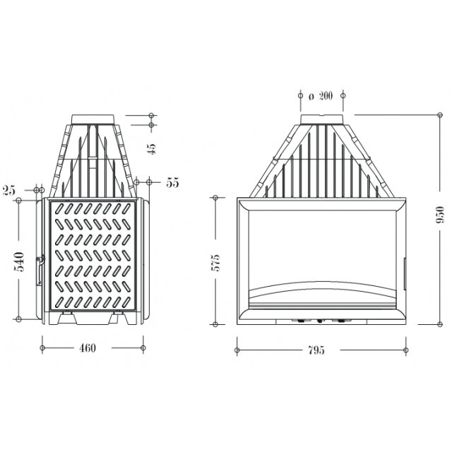 INVICTA 800 kaminasüdamik, kahe fassaadiga, 15 kW 1 INVICTA 800 kaminasüdamik, kahe fassaadiga, 15 kW 1